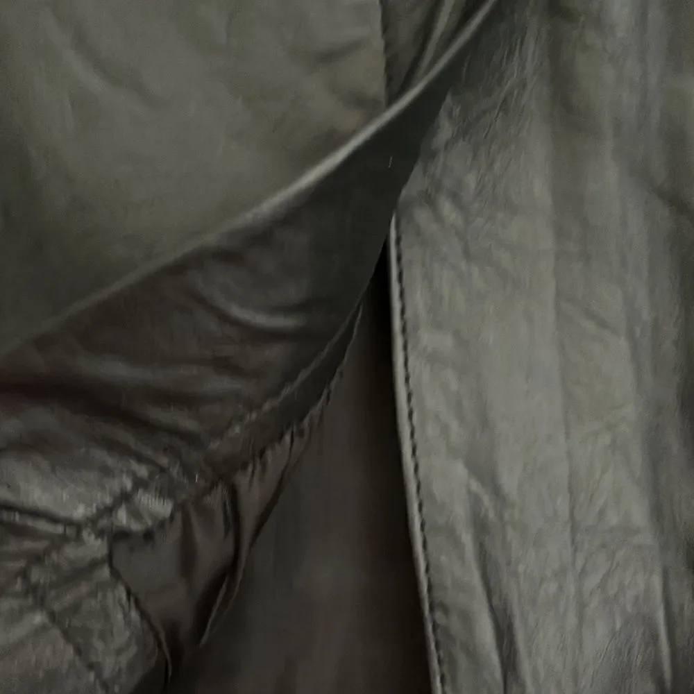 Vintage Cayenne Black Leather Skirt Feminine Zipper Closure Slit Brand New